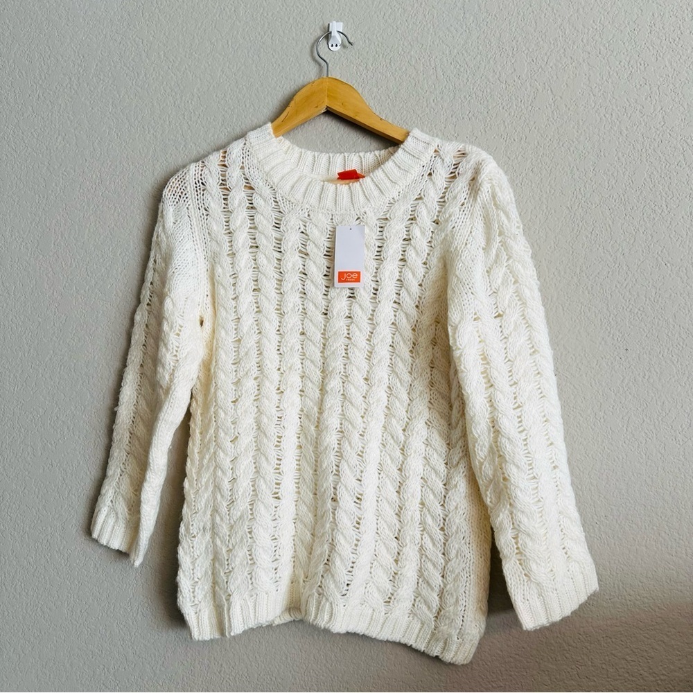 Joe Fresh Women's Pullover Sweater Size Small Ivory 100% Acrylic Cable Knit - Picture 4 of 11